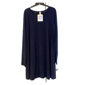 Can be worn as a long tunic or a dress. Navy blue
